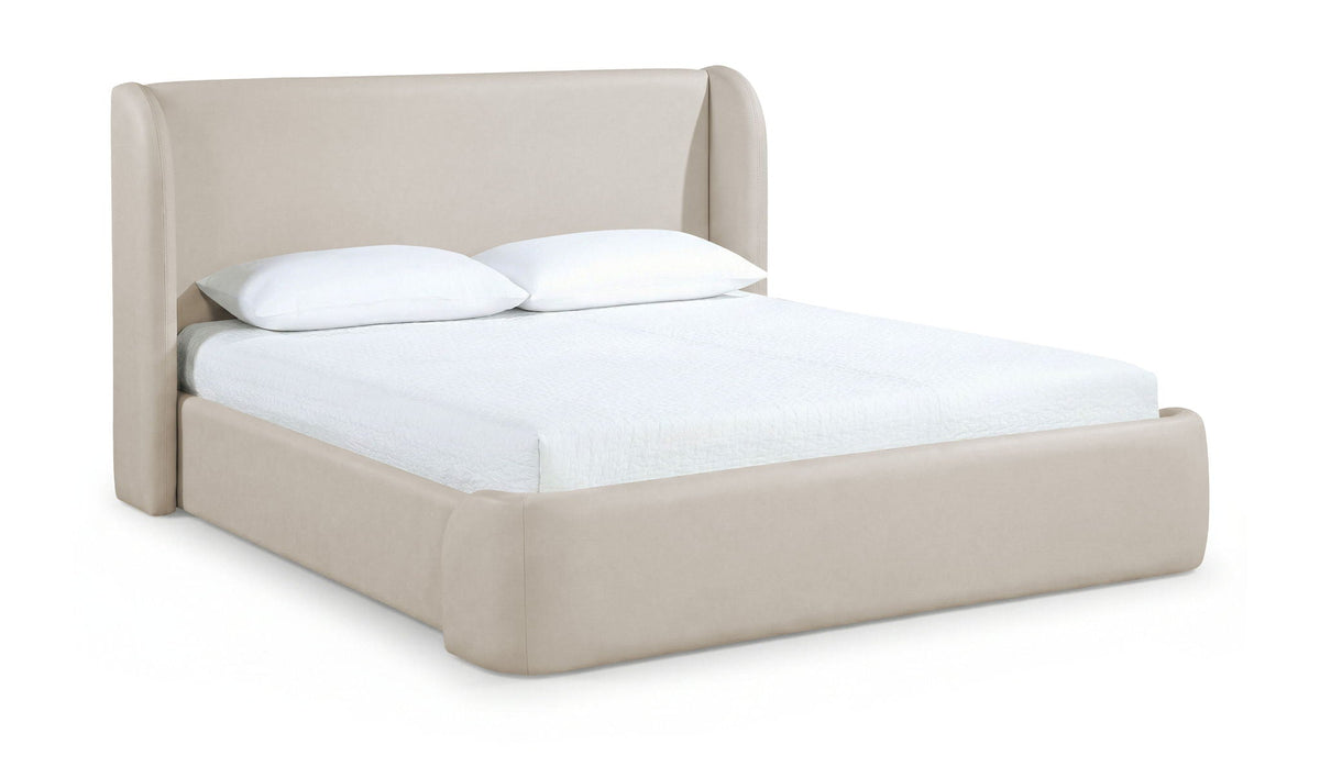 Warby - Vegan Leather Upholstered Bed - Select Living Furniture - Upholstered Beds - Meridian Furniture - WarbyTaupe-Q - Beige -Queen - Warby - Vegan Leather Upholstered Bed -