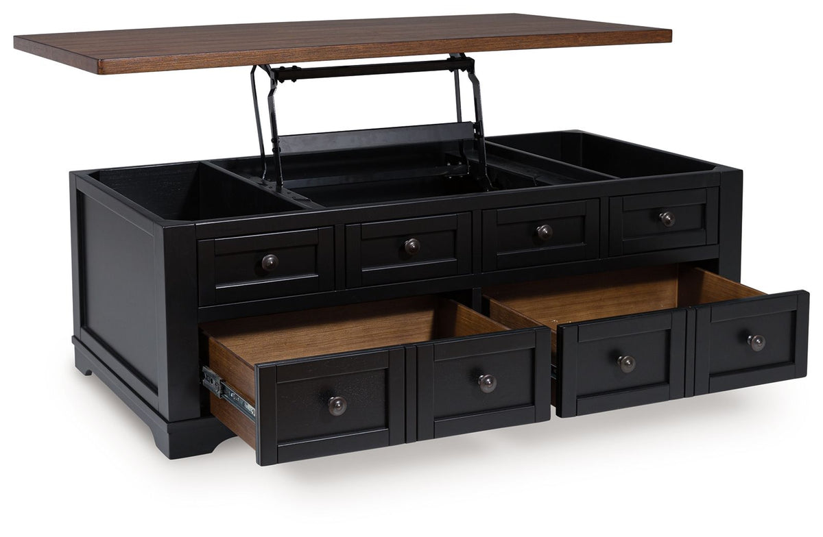 Wildenauer - Lift Top Cocktail Table - Brown / Black - Select Living Furniture - Cocktail Tables - Signature Design by Ashley® - T664-9 - Wildenauer - Lift Top Cocktail Table - Brown / Black -