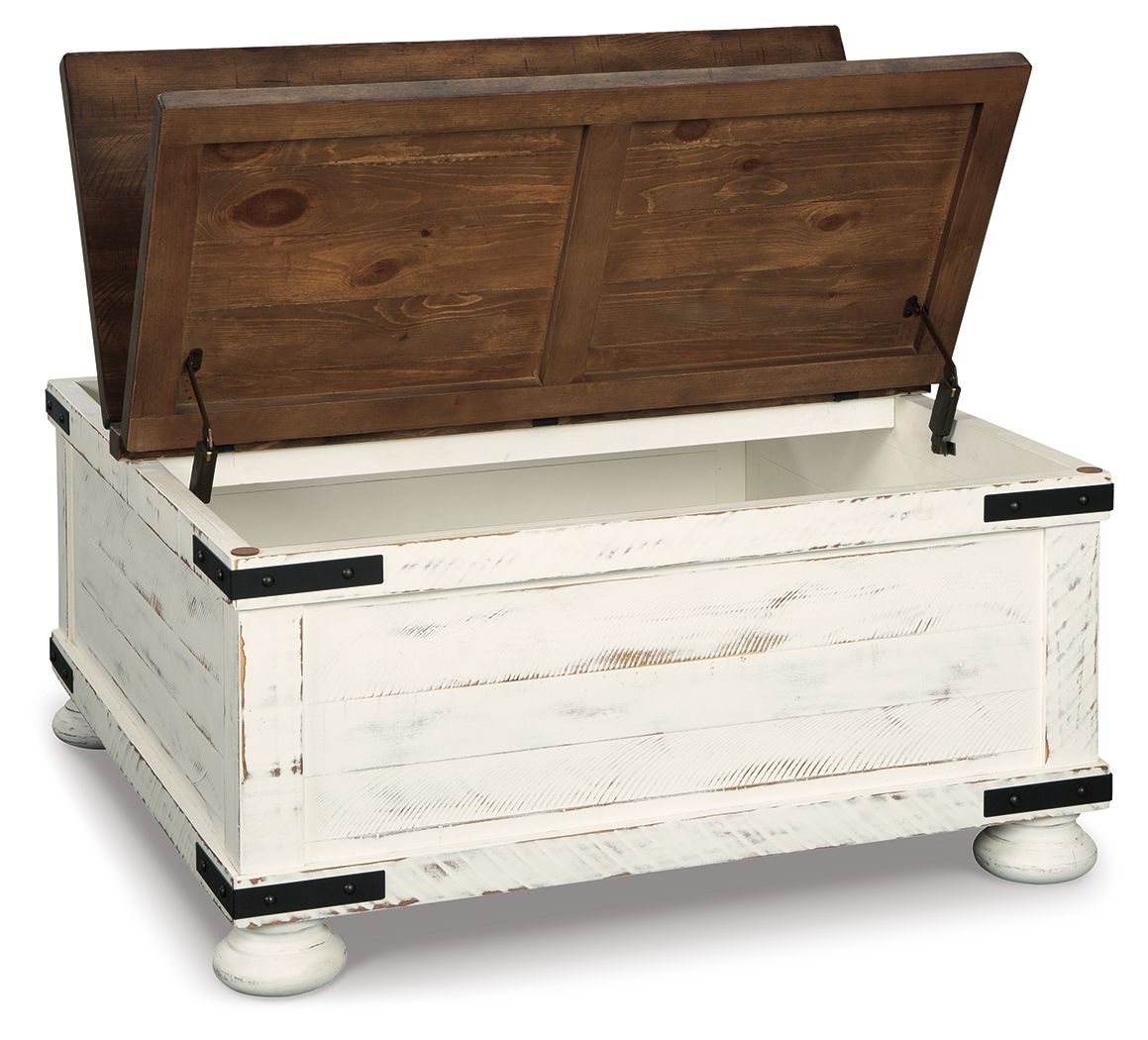 Wystfield - Cocktail Table with Storage - White / Brown - Select Living Furniture - Cocktail Tables - Signature Design by Ashley® - T459-20 - Wystfield - Cocktail Table with Storage - White / Brown -