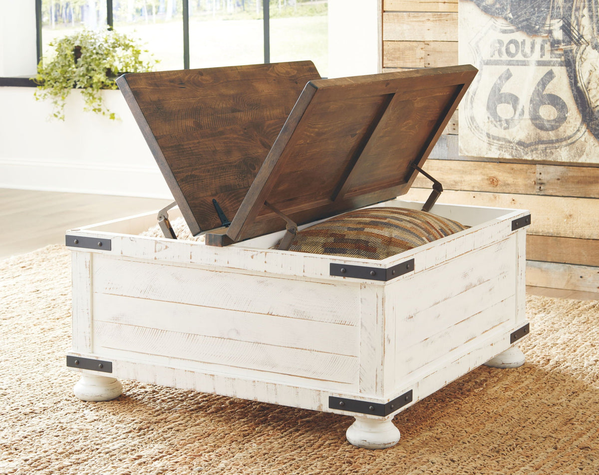 Wystfield - Cocktail Table with Storage - White / Brown - Select Living Furniture - Cocktail Tables - Signature Design by Ashley® - T459-20 - Wystfield - Cocktail Table with Storage - White / Brown -