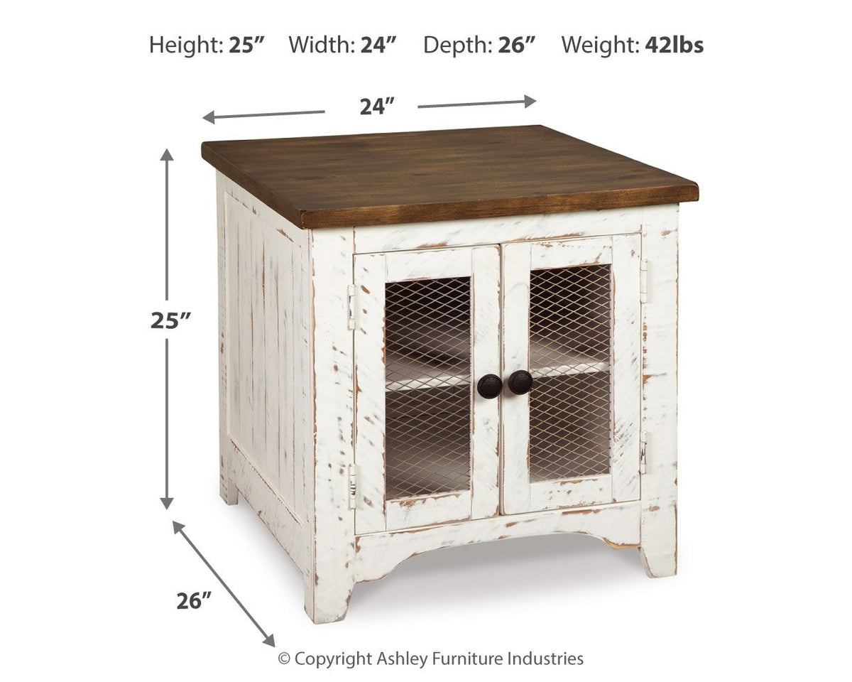 Wystfield - Rectangular End Table - 2 Doors - White / Brown - Select Living Furniture - End Tables - Signature Design by Ashley® - T459-3 - Wystfield - Rectangular End Table - 2 Doors - White / Brown -