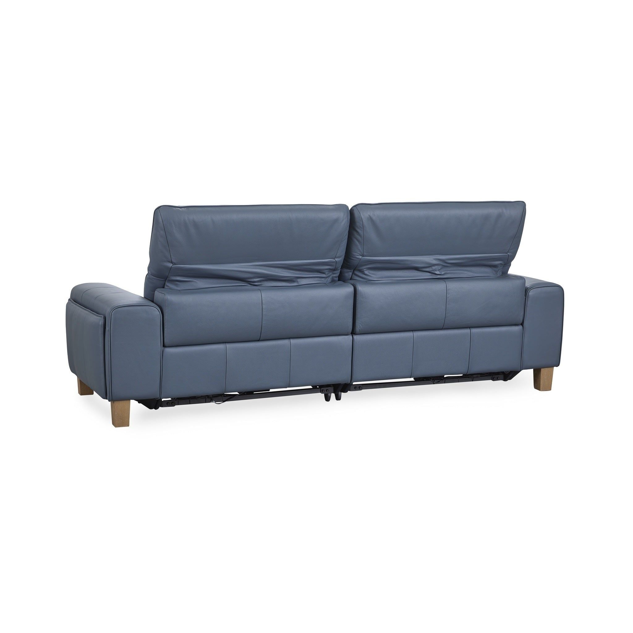 Alea - Leather Power Recliner Sofa - Smoke Blue