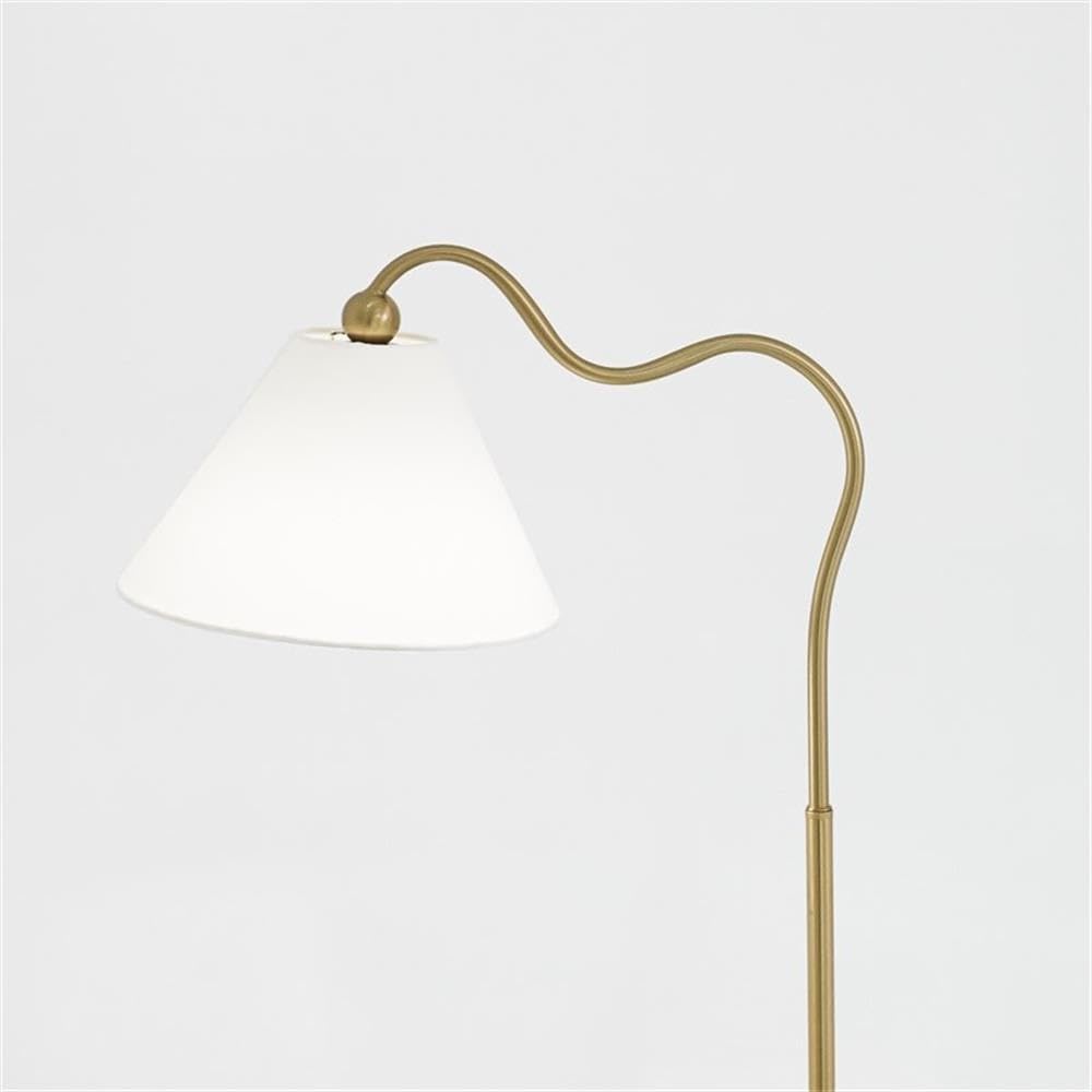 Ornate - Ring Base Curved Table Lamp With Triangle Drum Shade - Gold / White