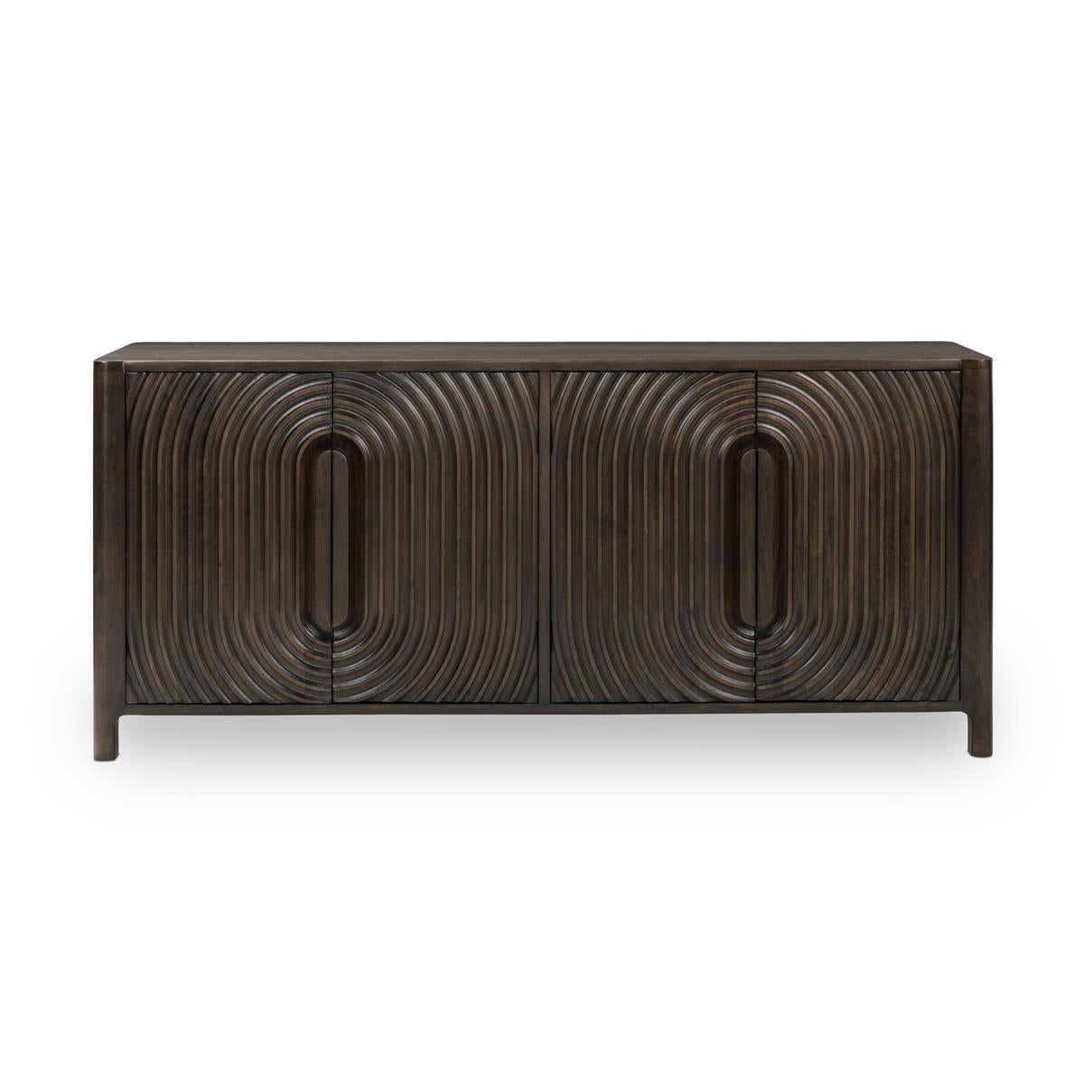 Colson - Mango Wood 4 Door Cabinet - Dark Brown