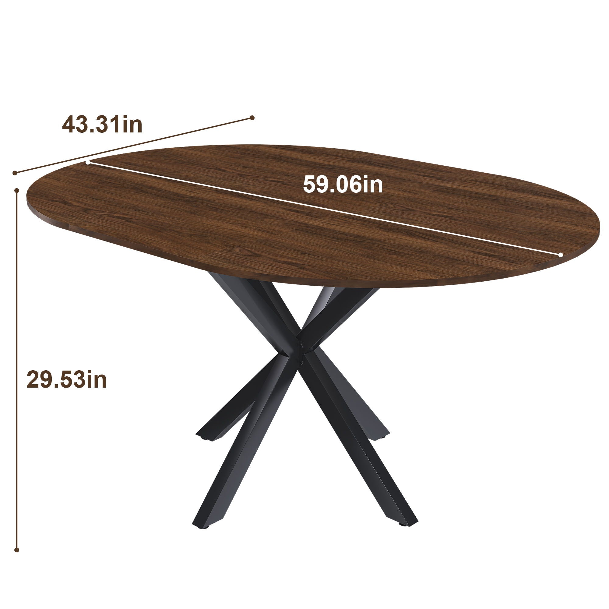 Retractable Dining Table, Round Extendable 6 Person Table - Walnut