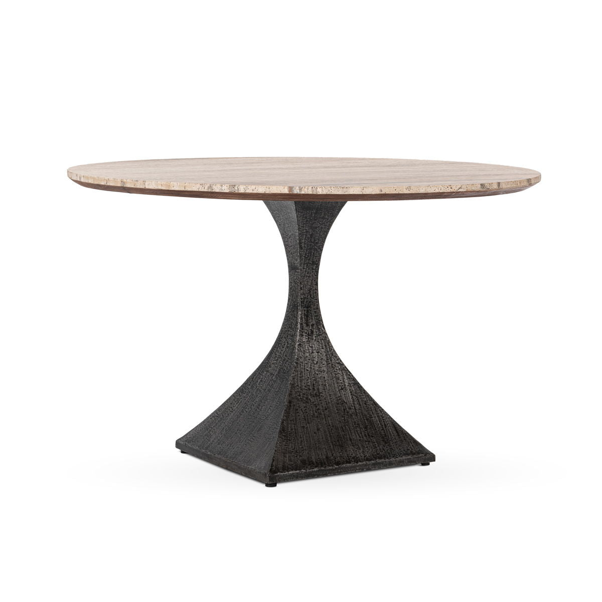 Baltic - 48" Dining Table - Weathered Black/Travertine