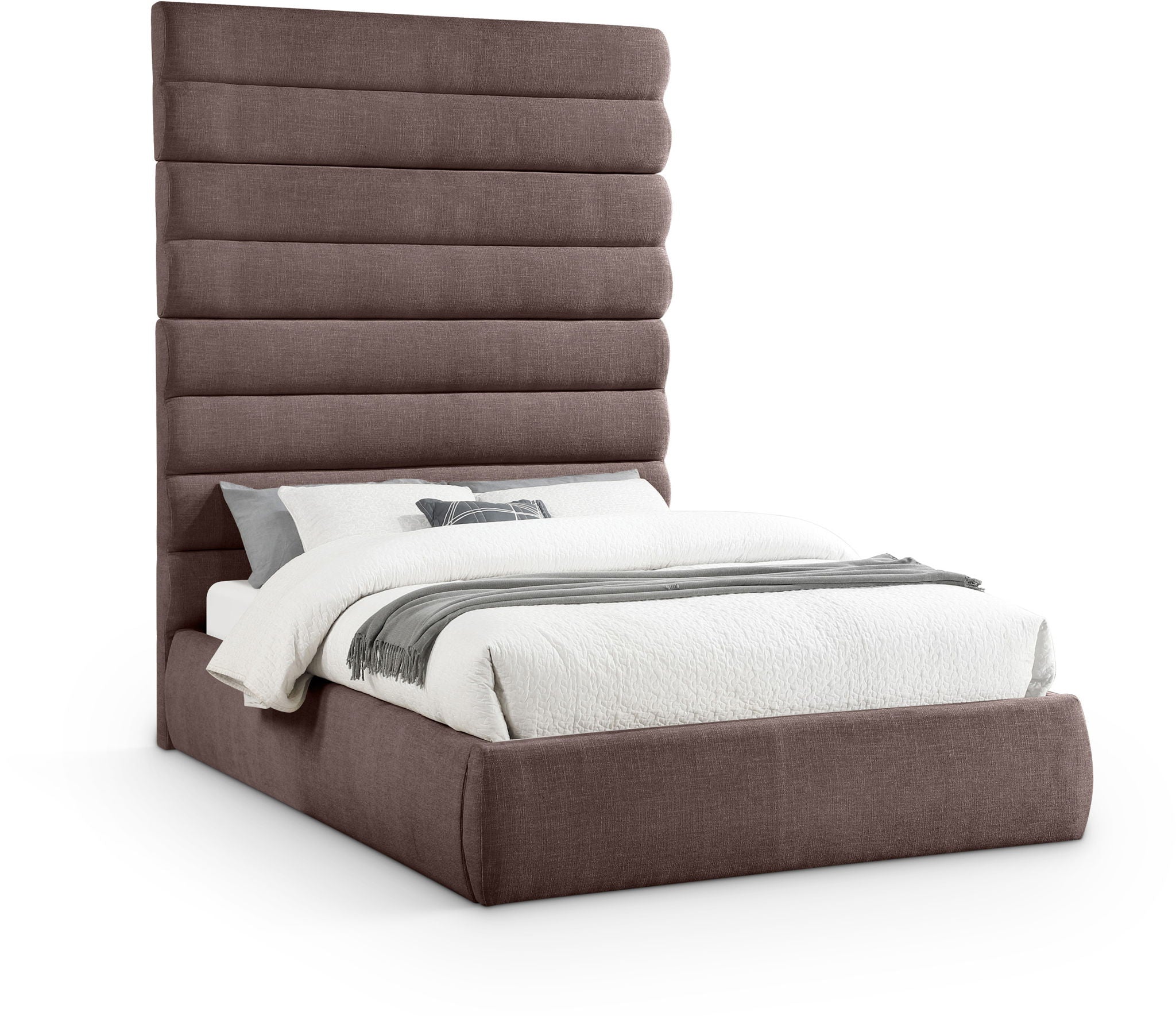 Adam - Linen Fabric Bed With 89" Headboard