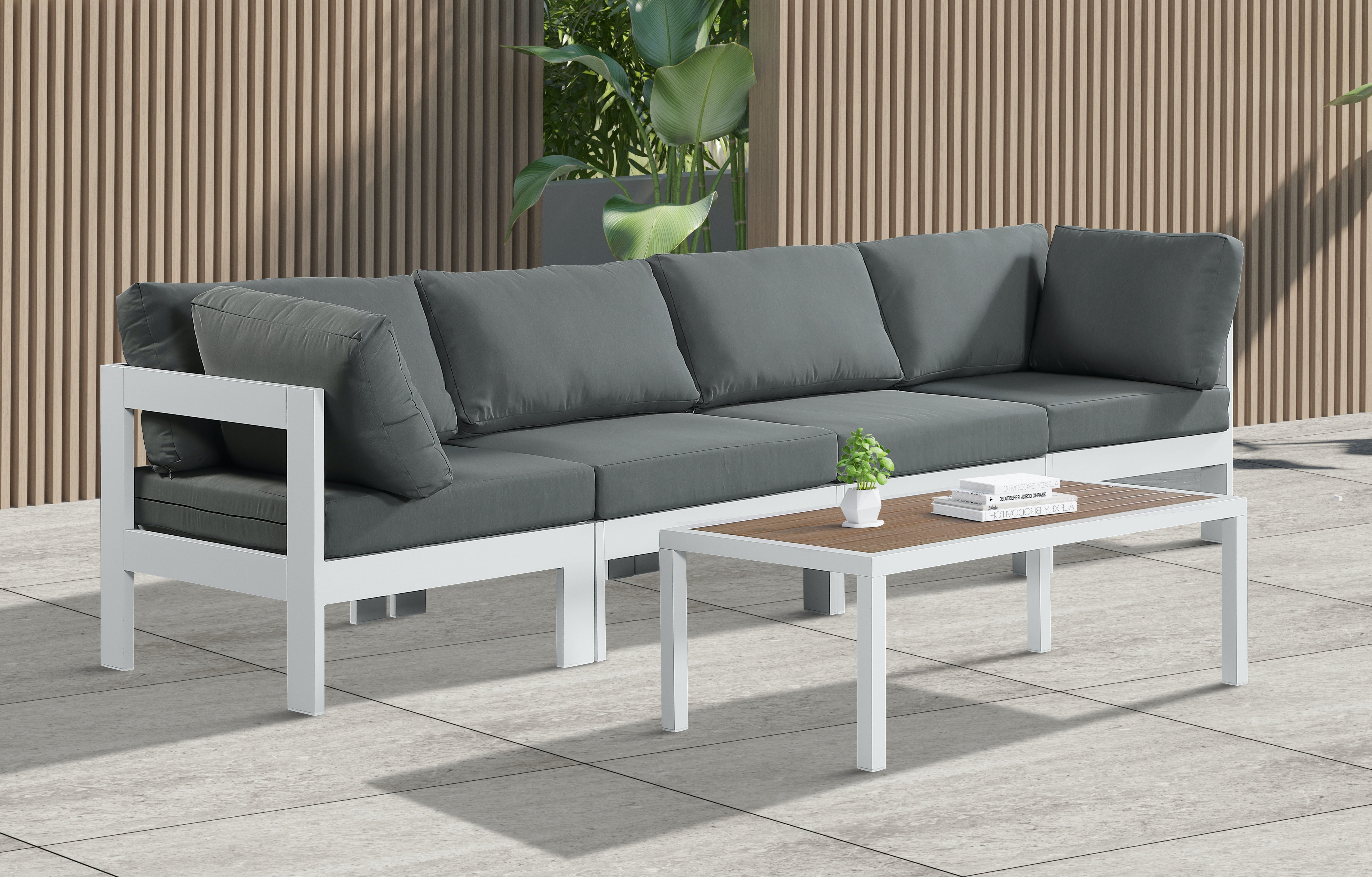 Nizuc - Outdoor Patio Modular Sofa - Grey - Metal - Modern & Contemporary