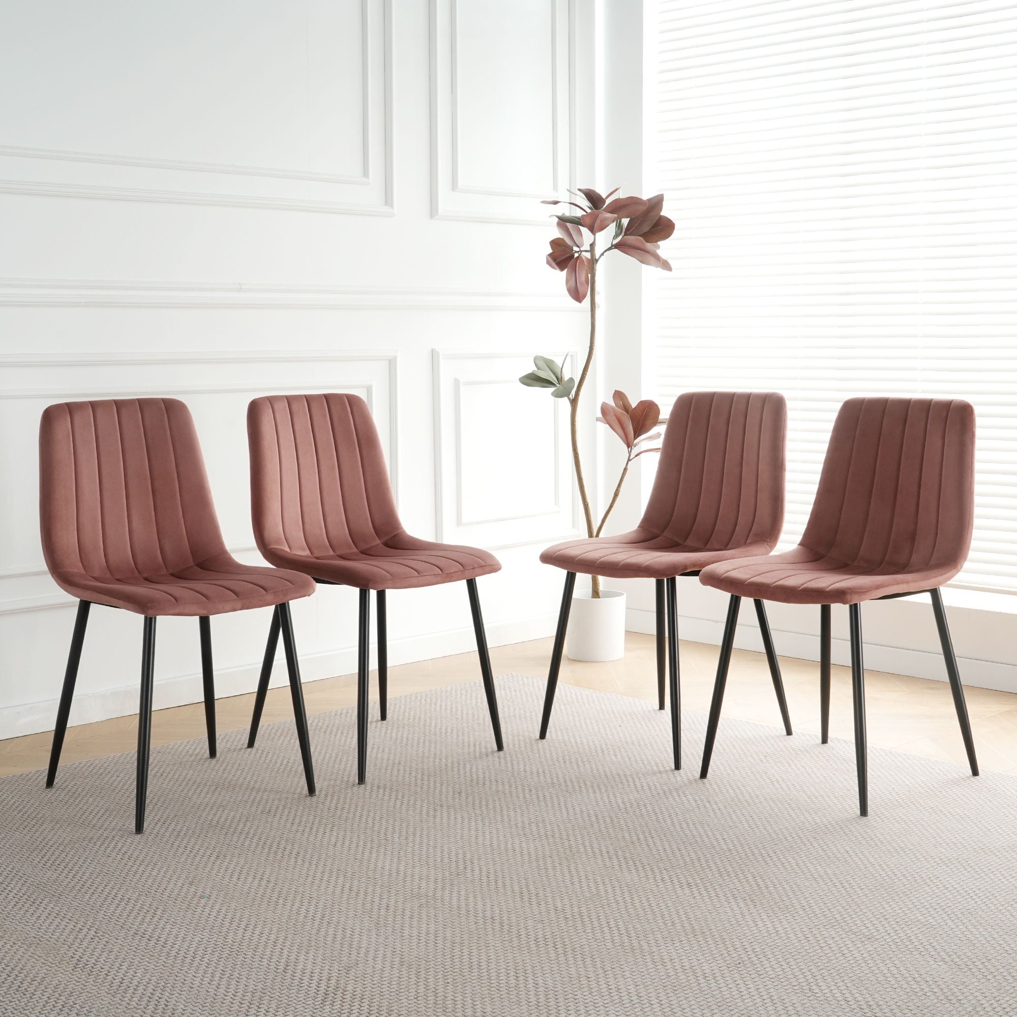 Dining Chair, Modern Kitchen Dining Chair With Cushion Back, Upholstered Side Chair With Coated Metal Legs, Family Kitchen Dining Room And Living Room