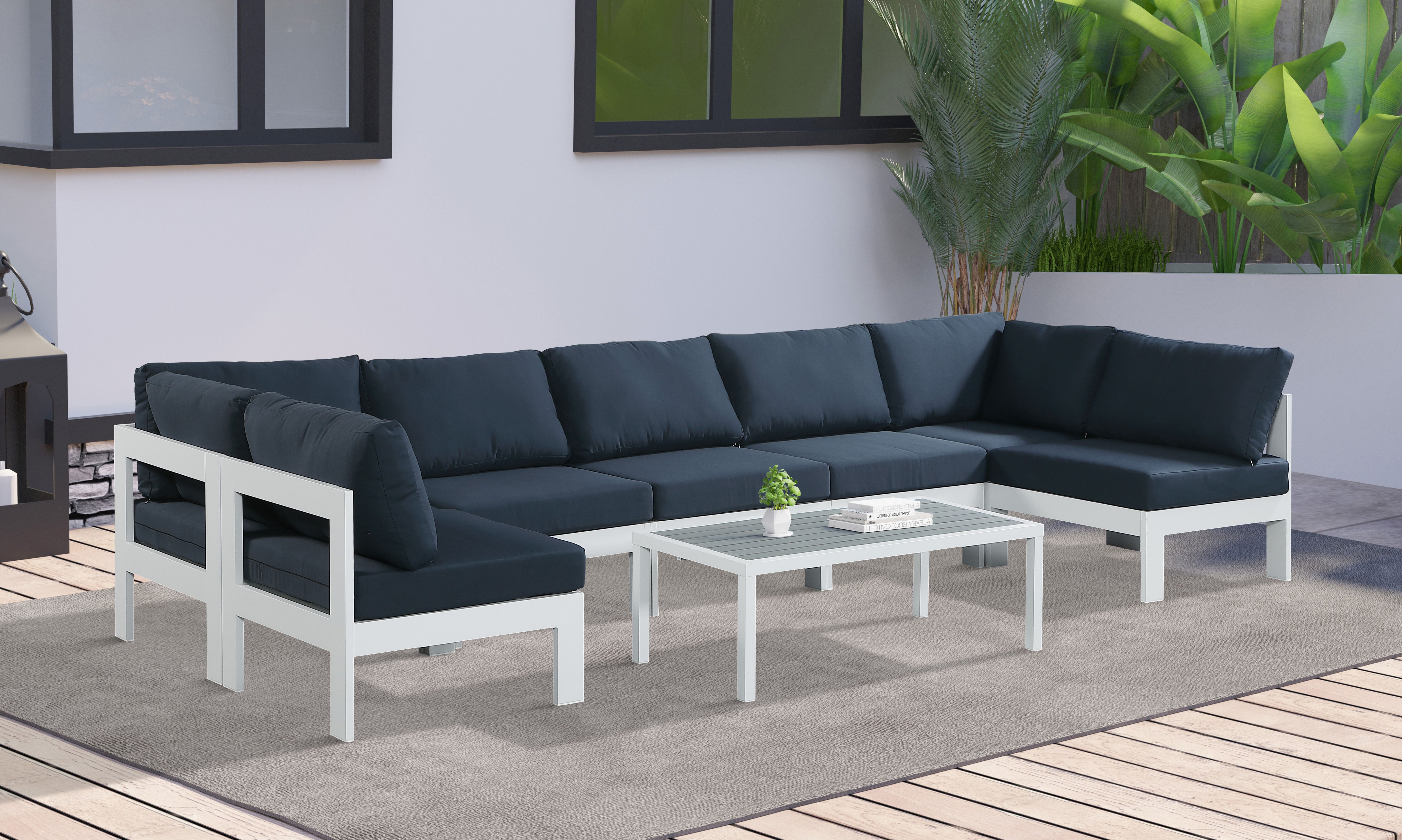 Nizuc - Outdoor Patio Modular Sectional 7 Piece - Navy