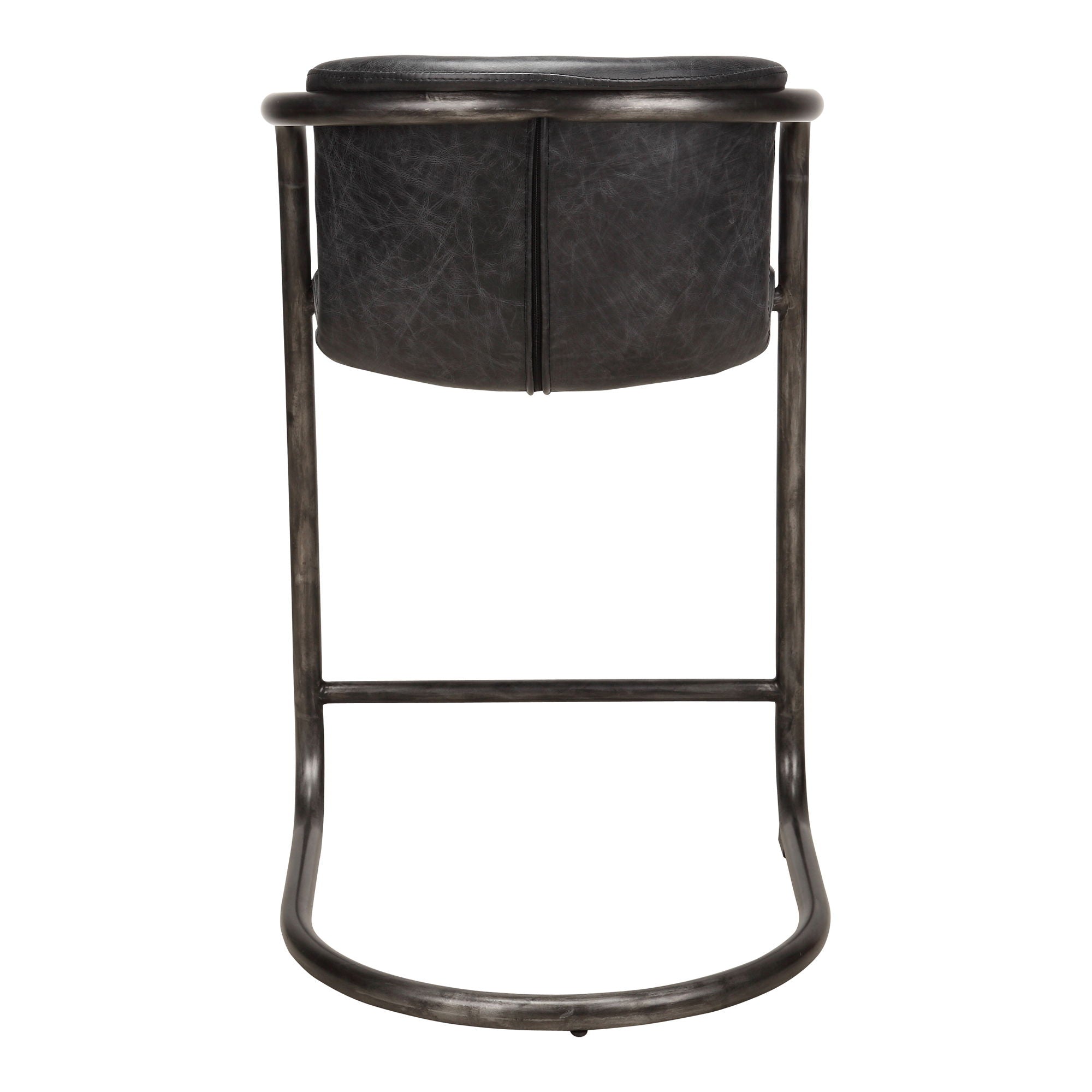 Freeman - Counter Stool Stool Leather (Set of 2) - Onyx Black