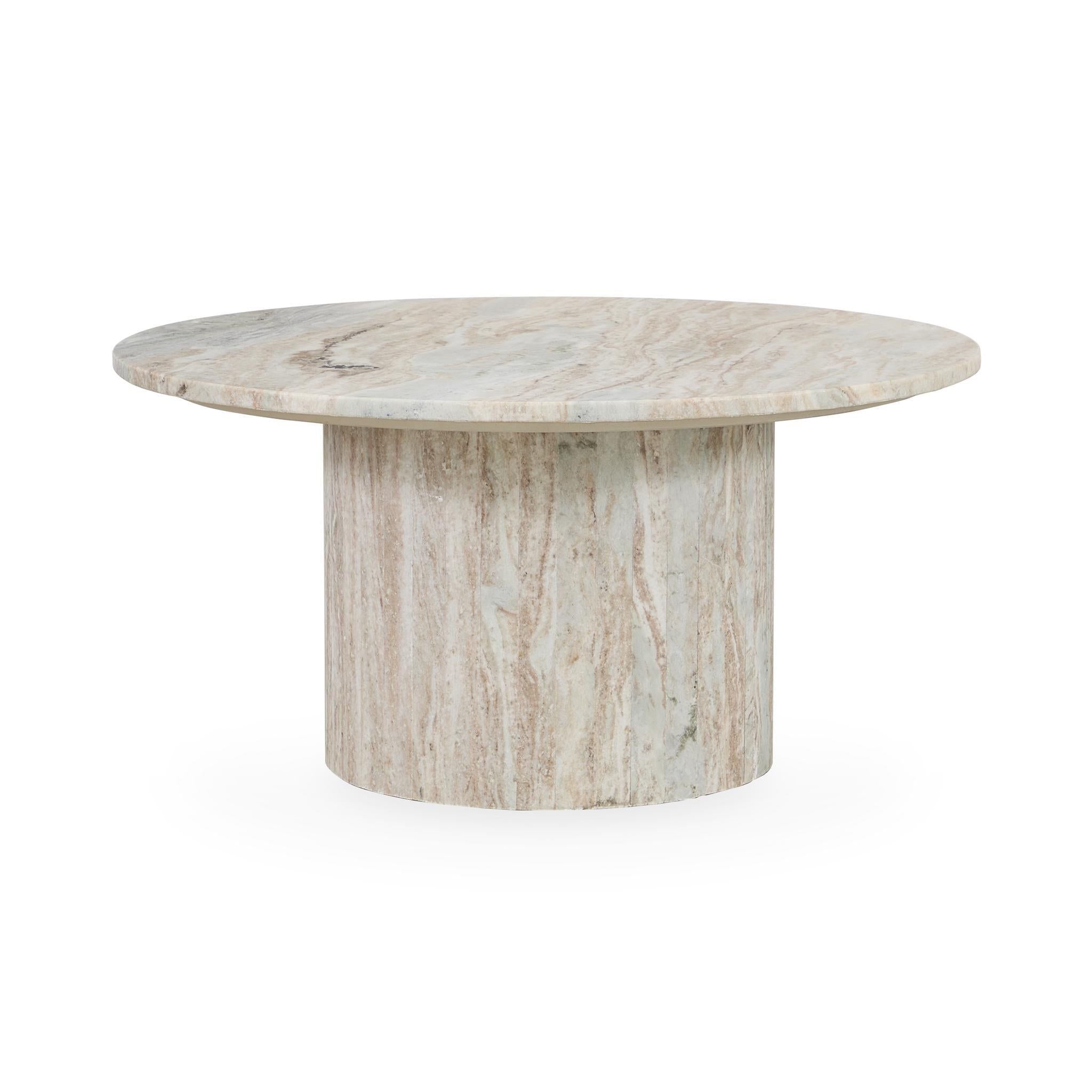 Amberly - Marble Round Coffee Table - Rusty Gray