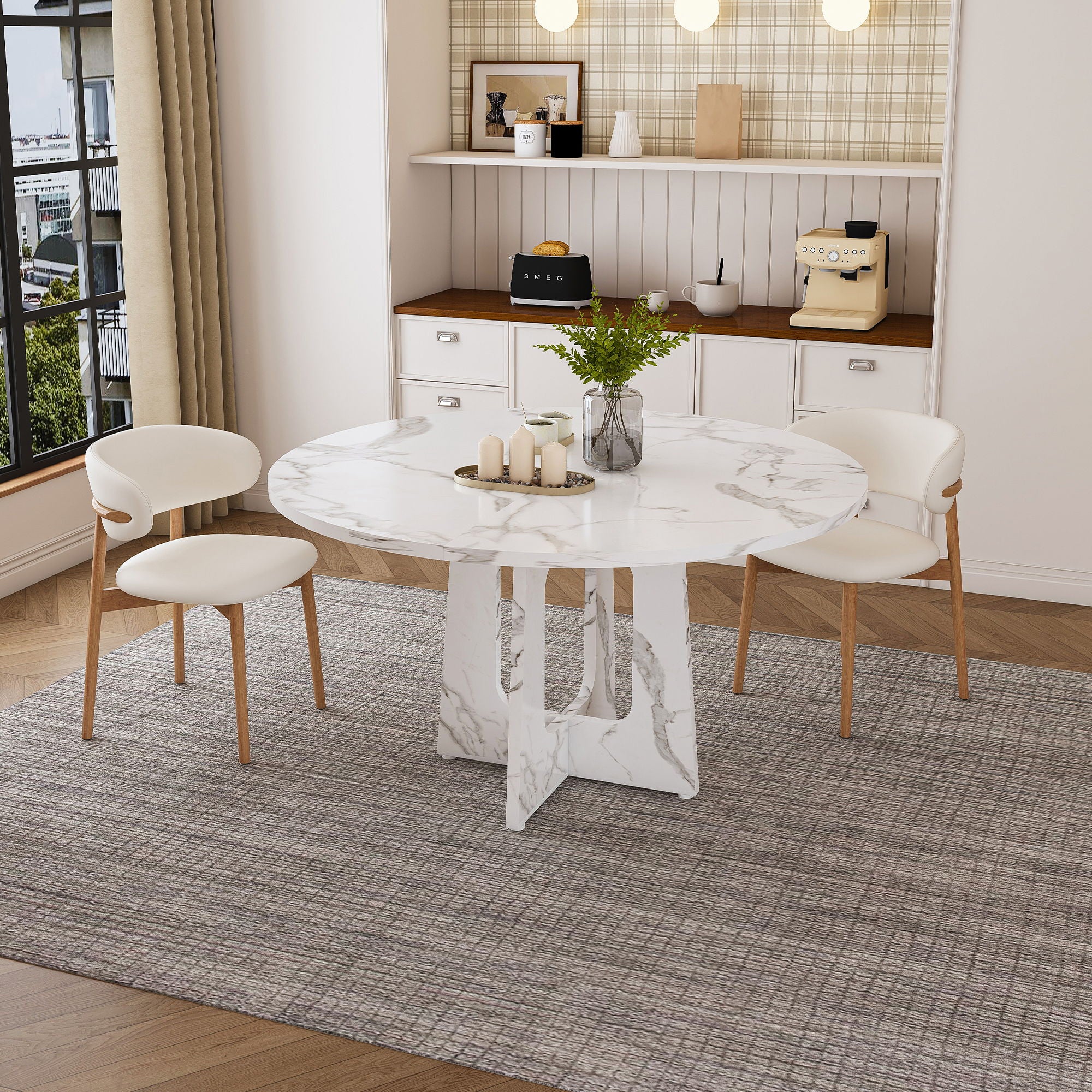 Round Dining Table For 4 - White