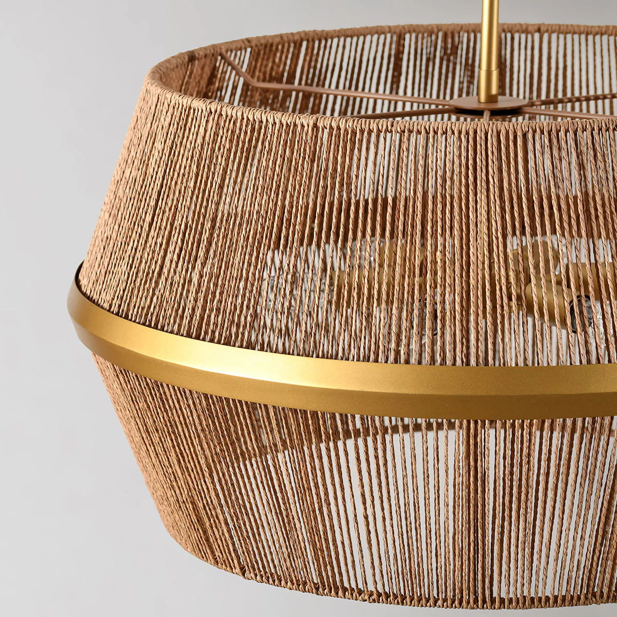 Wendy - Rattan Round Chandelier - Natural / Gold