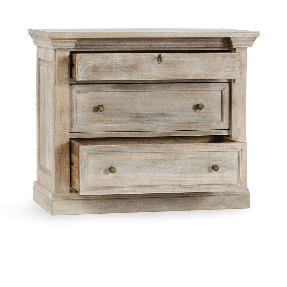 Adelaide - 3 Drawer Nightstand - Natural Cream Wash