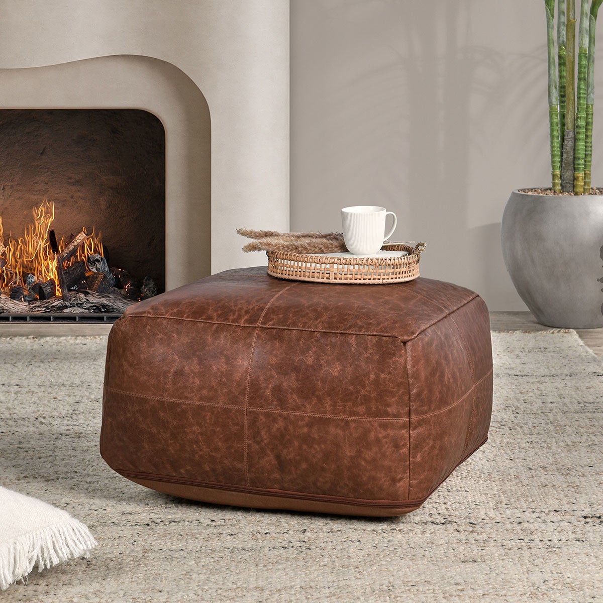 Kona - Leather Pouf