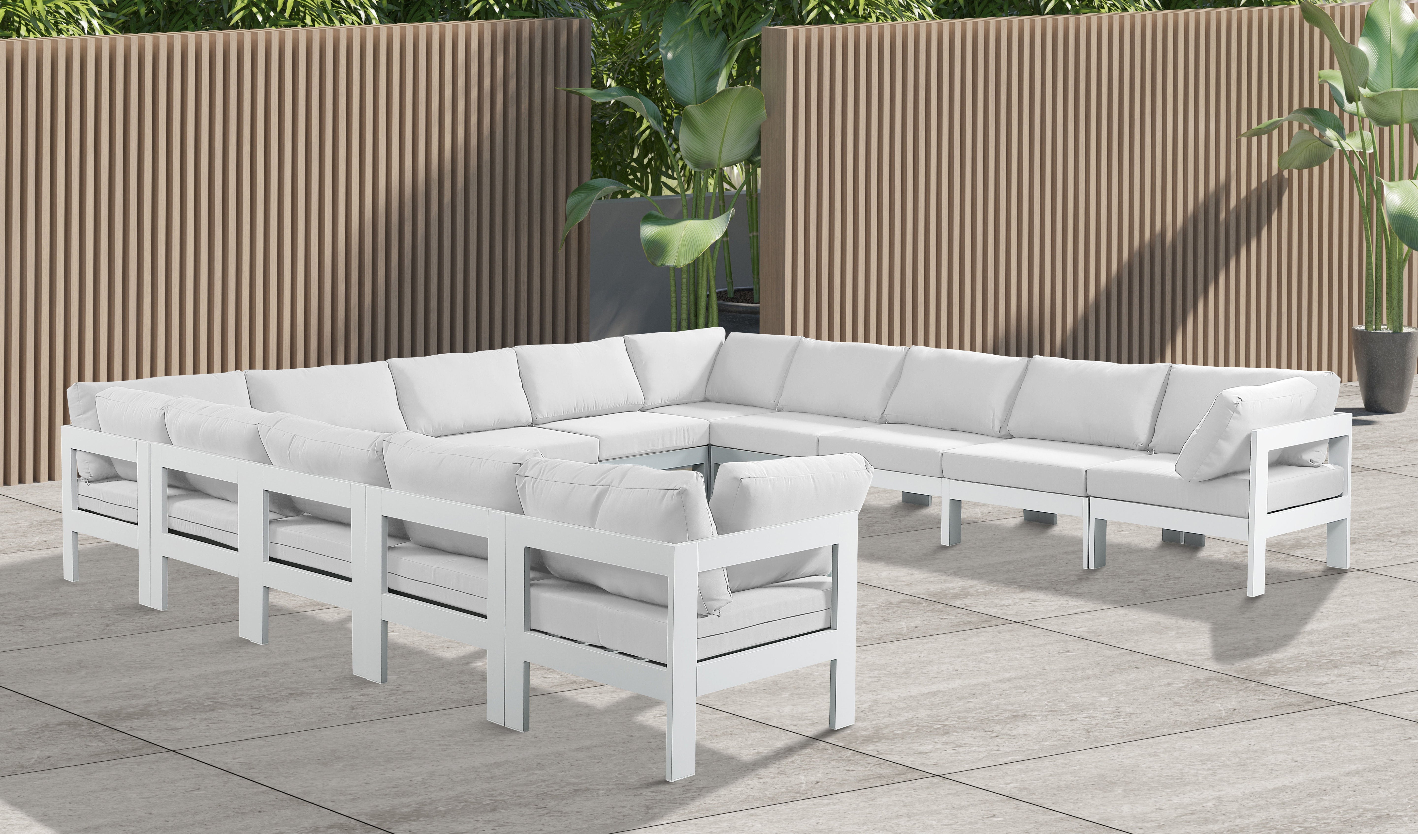 Nizuc - Outdoor Patio Modular Sectional 13 Piece - White - Fabric