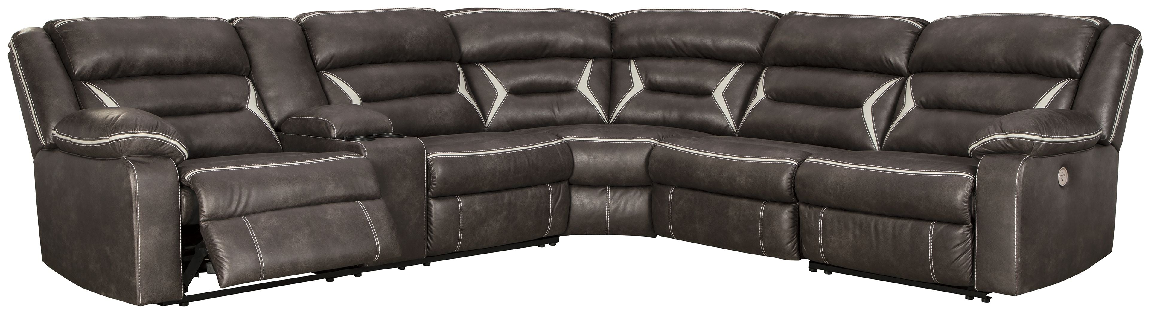 Kincord - Midnight - 5 Pc. - Left Arm Facing Power Sofa with Console 4 Pc Sectional, Rocker Recliner