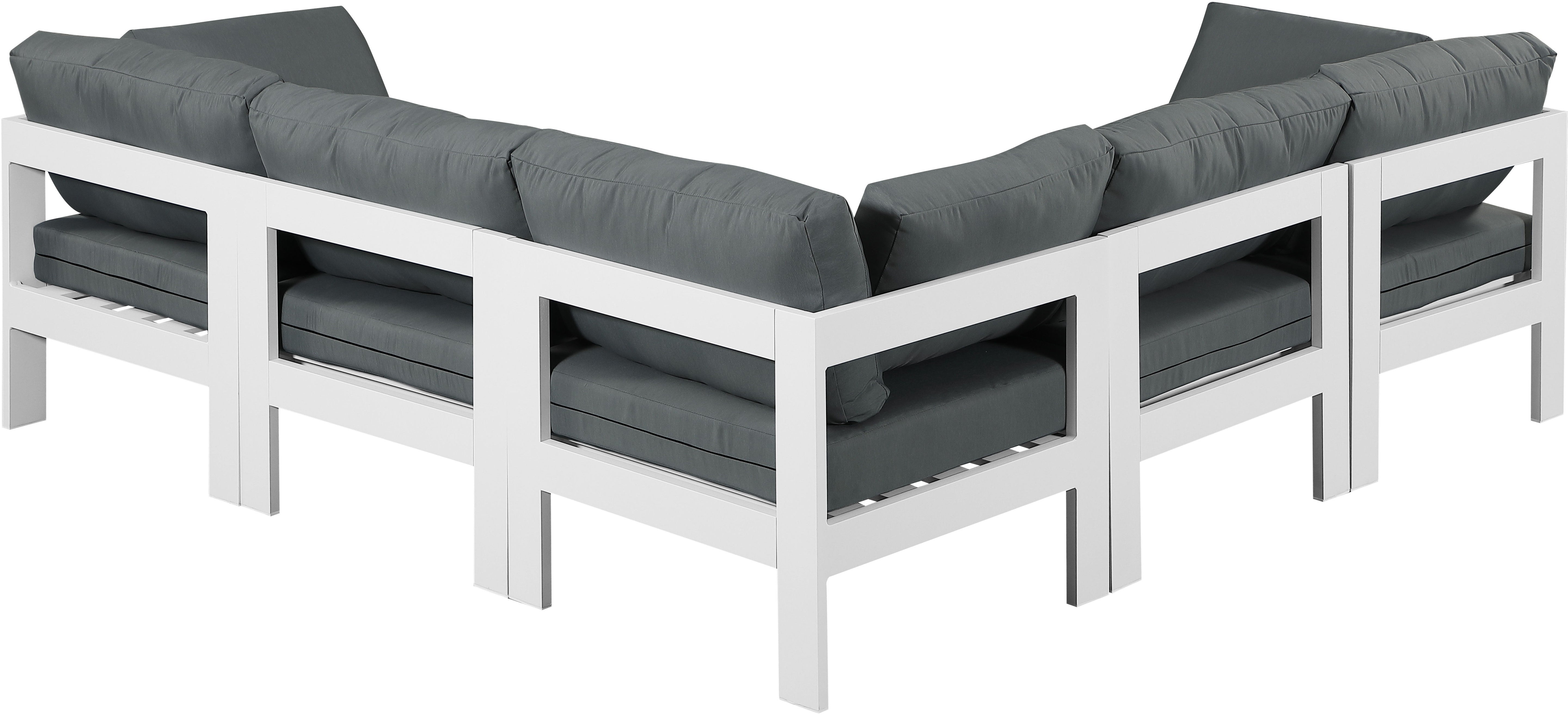 Nizuc - Outdoor Patio Modular Sectional 5 Piece - Grey - Metal