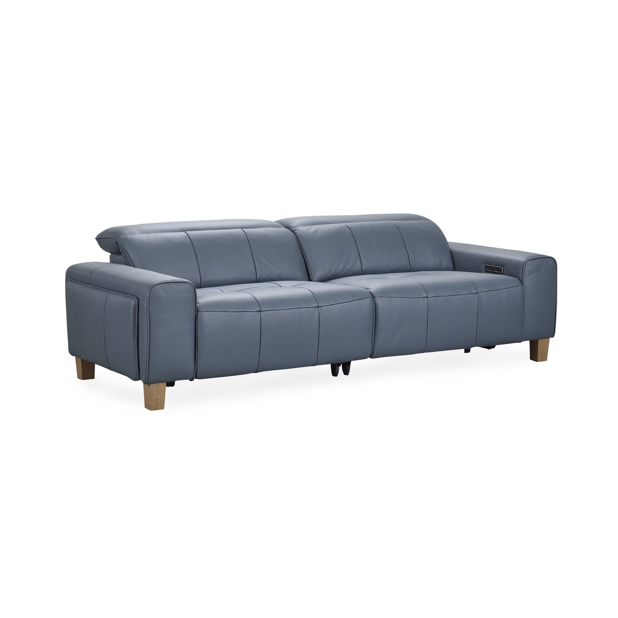 Alea - Leather Power Recliner Sofa - Smoke Blue