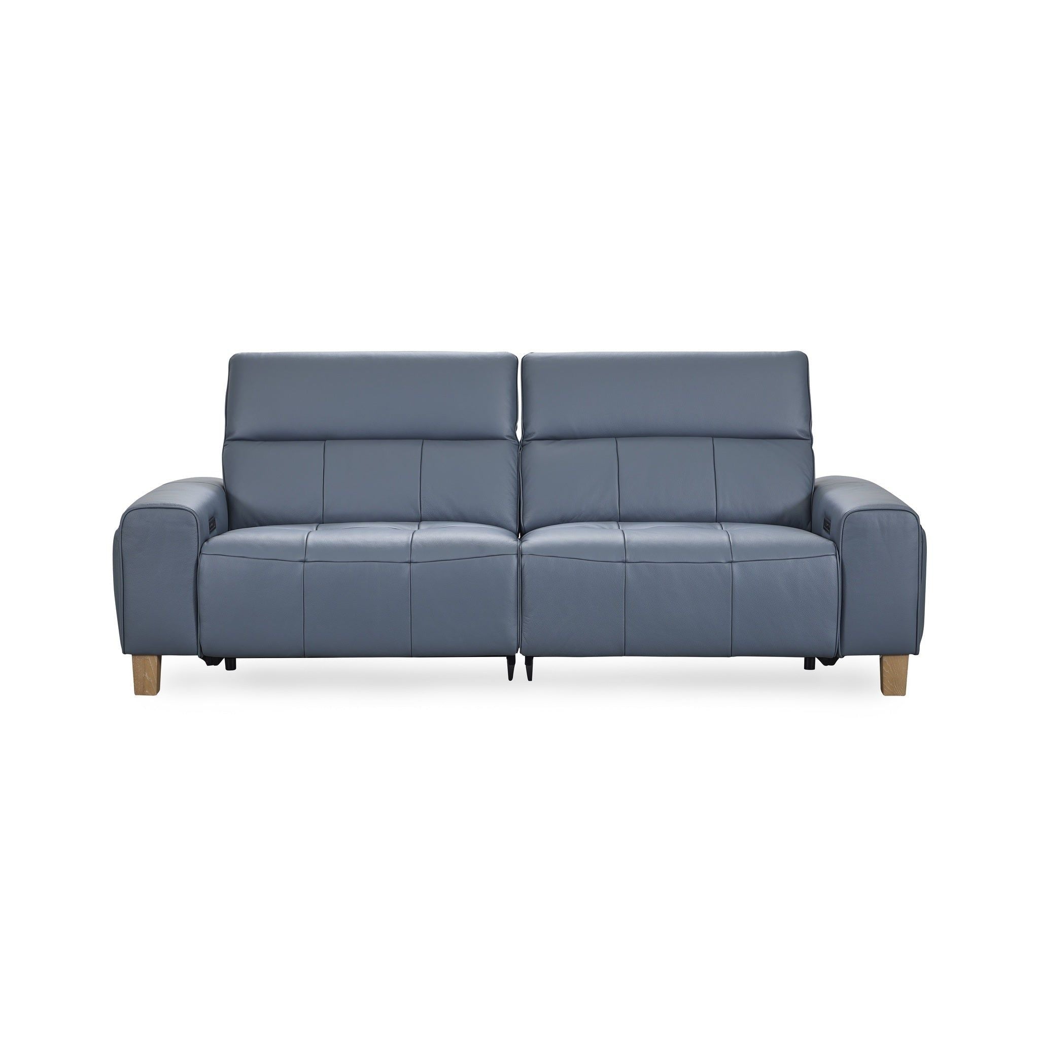 Alea - Leather Power Recliner Sofa - Smoke Blue