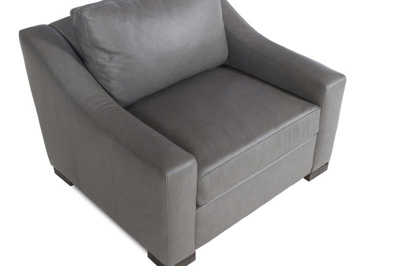 Classic Custom - Rivera Arm Chair With Slope Arm Elite Leather - Pewter