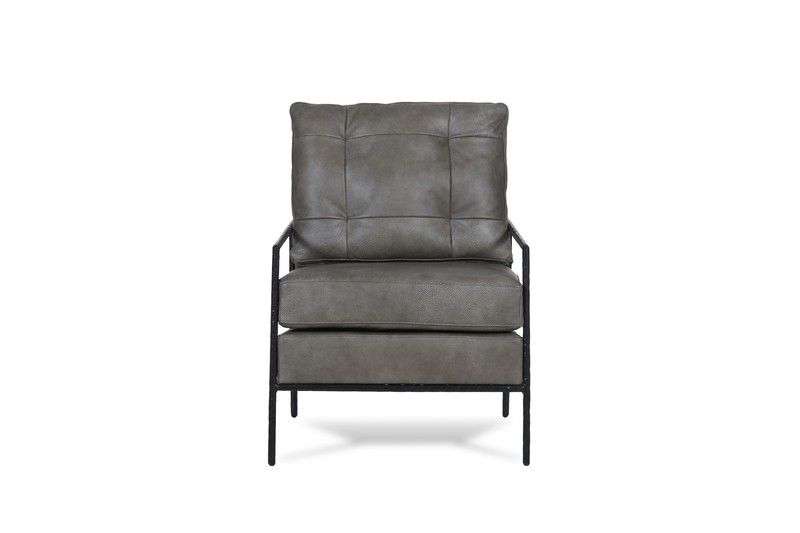 Classic Custom - Corbin Leather Stationary Accent Chair - Dark Gray