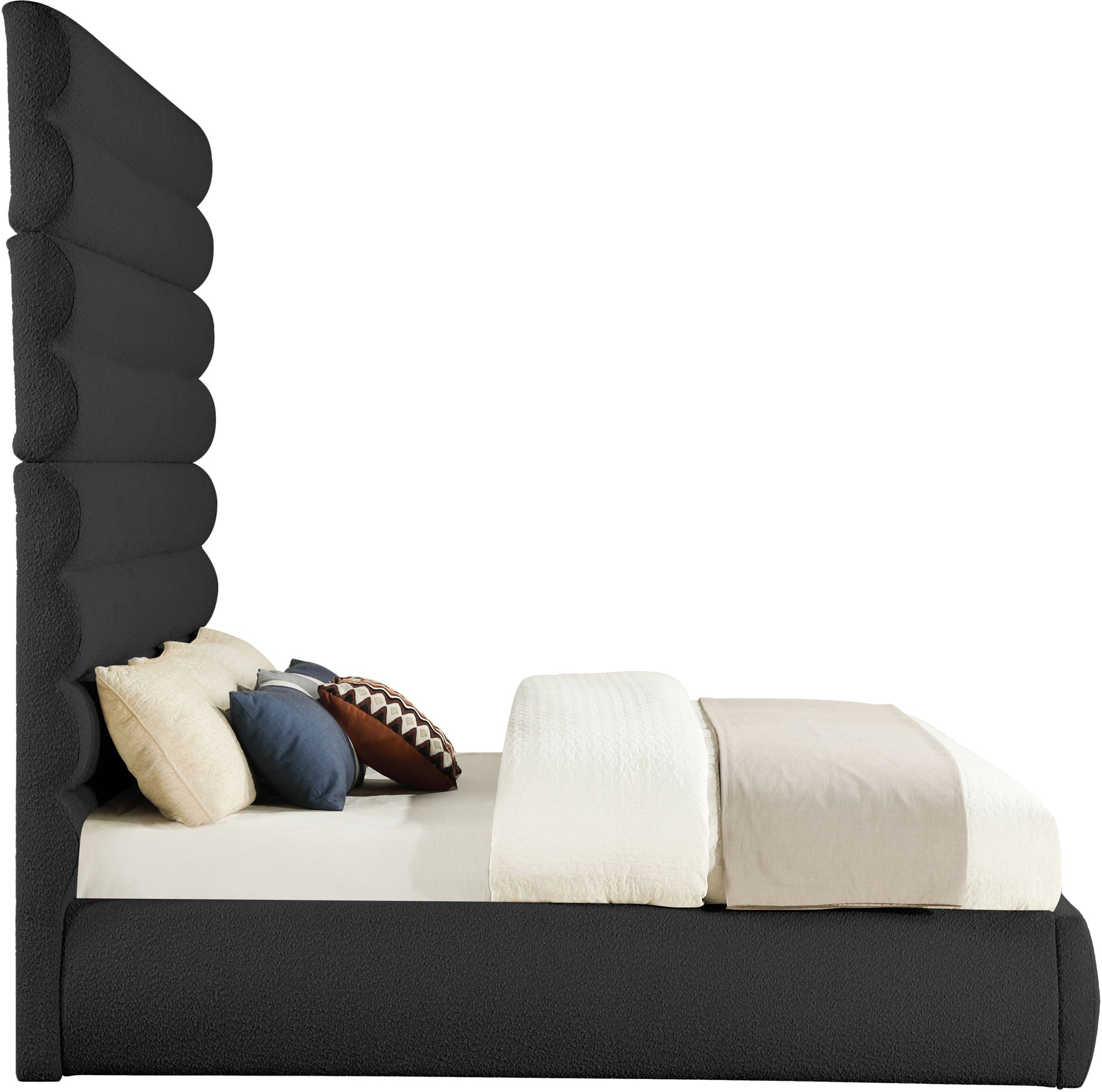 Adam - Boucle Fabric Bed With 89" Headboard