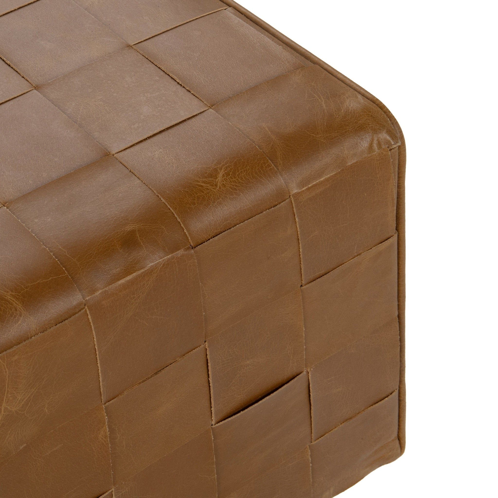 Aristo - Leather Square Ottoman - Autum Maple