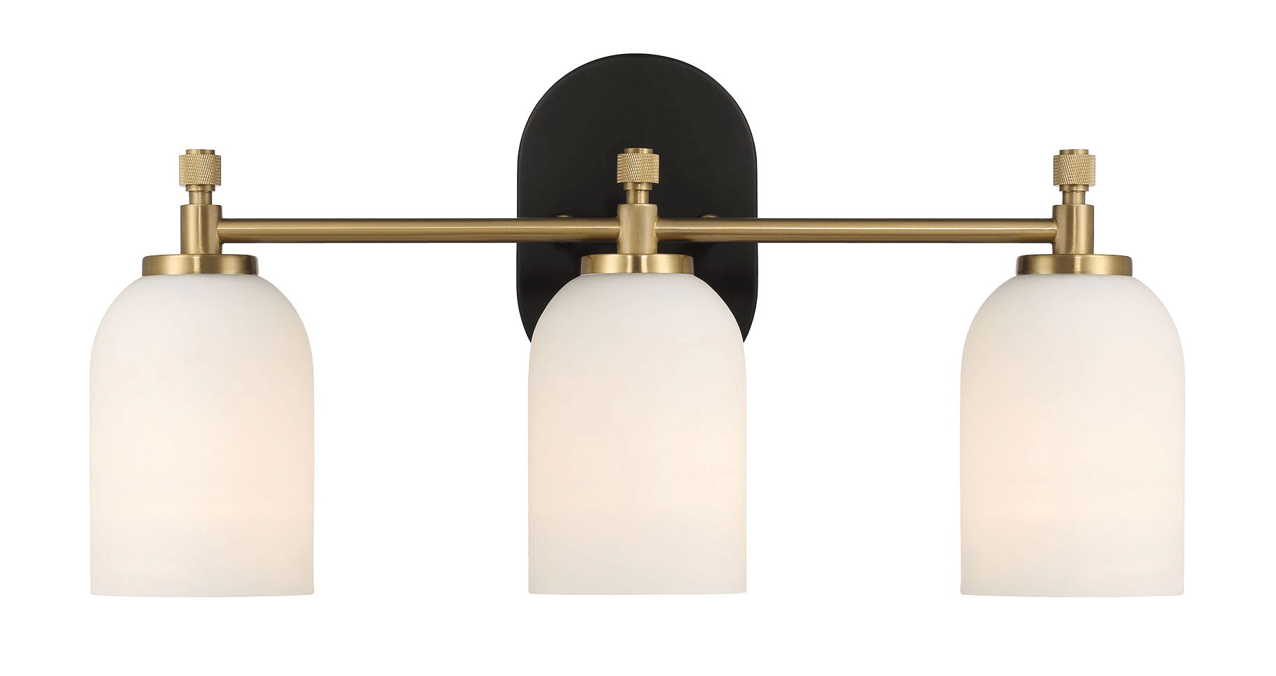 Meadows - 3 Lights Vanity Brush Bathroom Wall Light For Bathroom Over Mirror - Black / Gold / White