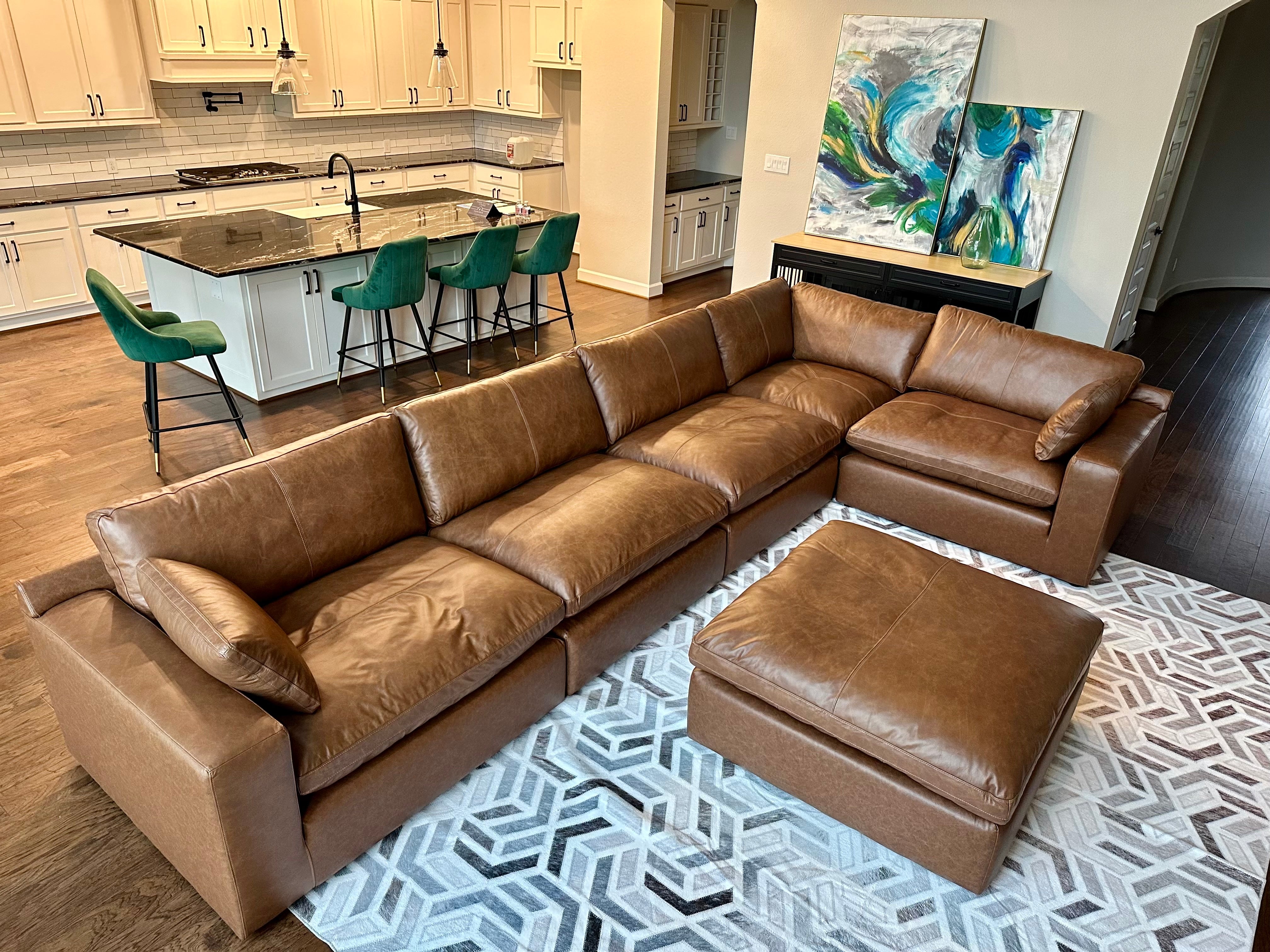 Caramel Milano sectional in a customer living room