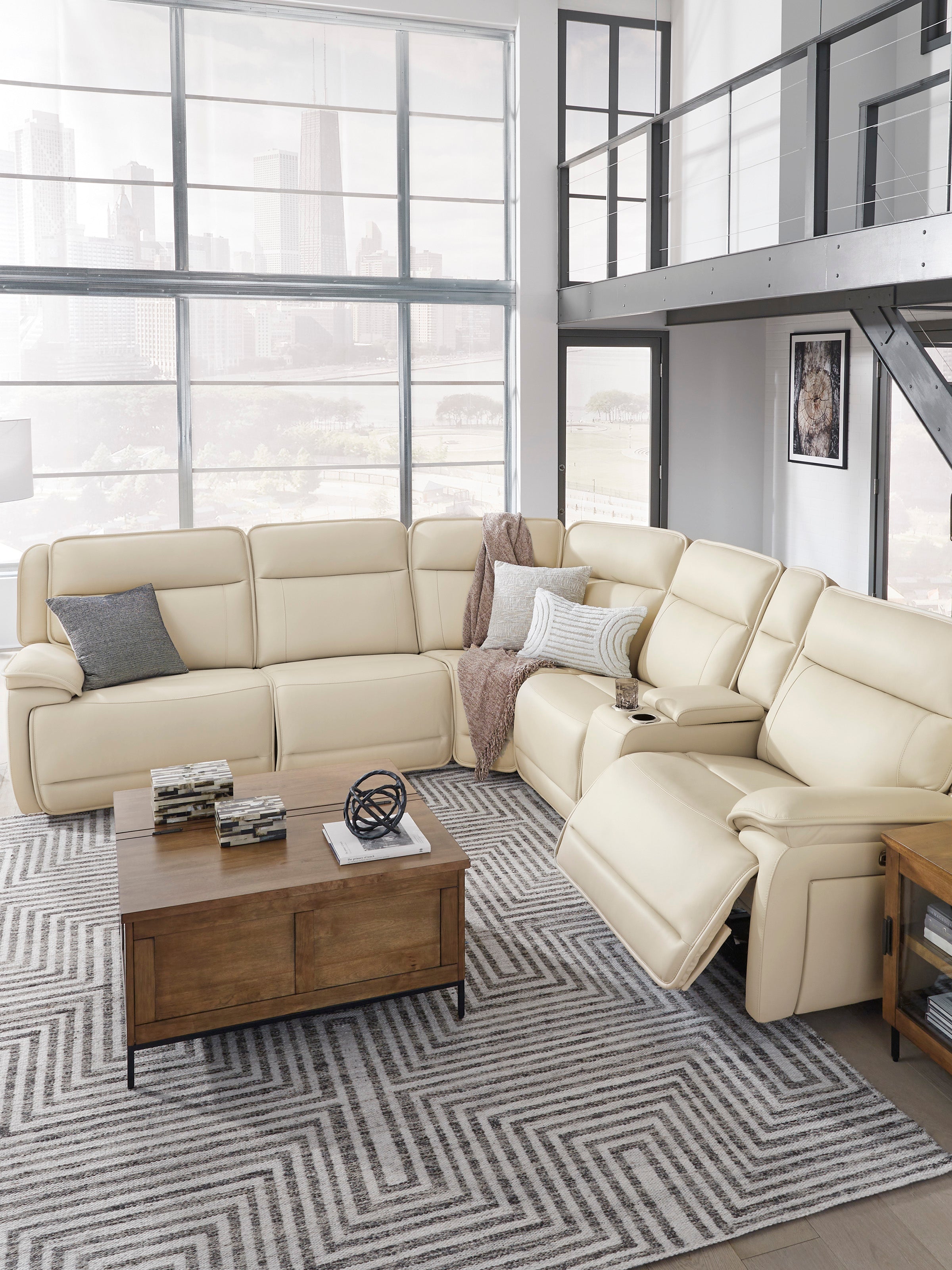 Double Deal Almond Modular Power Reclining Sectional
