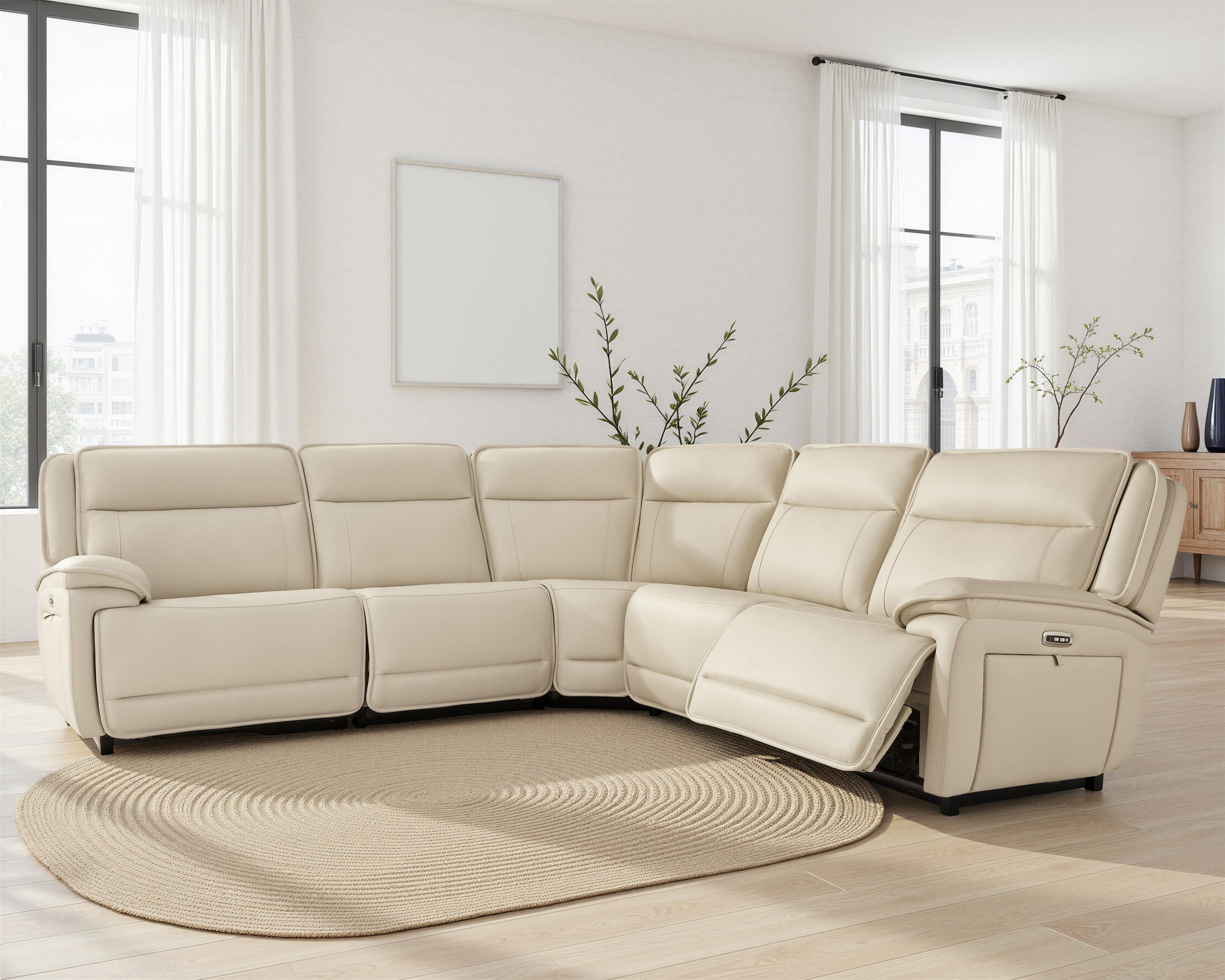 Double Deal Almond Modular Power Reclining Sectional