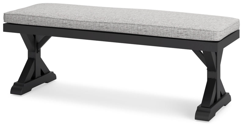 Beachcroft Black & Light Gray Outdoor Bench with Nuvella Performance Fabric