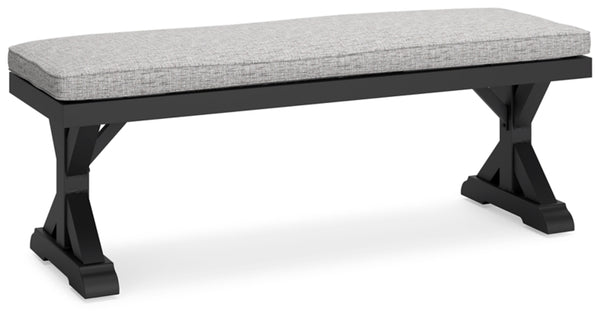 Beachcroft Black & Light Gray Outdoor Bench with Nuvella Performance Fabric