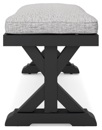 Beachcroft Black & Light Gray Outdoor Bench with Nuvella Performance Fabric