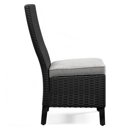 Beachcroft Black & Light Gray Outdoor Dining Chairs (Arm & Side) with Nuvella Performance Fabric