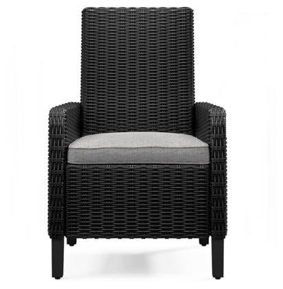 Beachcroft Black & Light Gray Outdoor Dining Chairs (Arm & Side) with Nuvella Performance Fabric