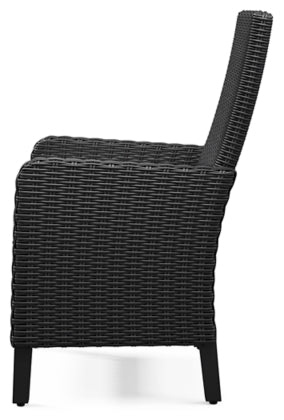 Beachcroft Black & Light Gray Outdoor Dining Chairs (Arm & Side) with Nuvella Performance Fabric