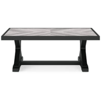 Beachcroft Black & Light Gray Outdoor Rectangular Cocktail Table