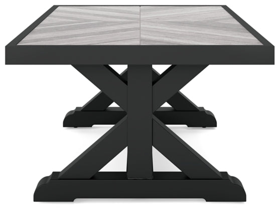 Beachcroft Black & Light Gray Outdoor Rectangular Cocktail Table