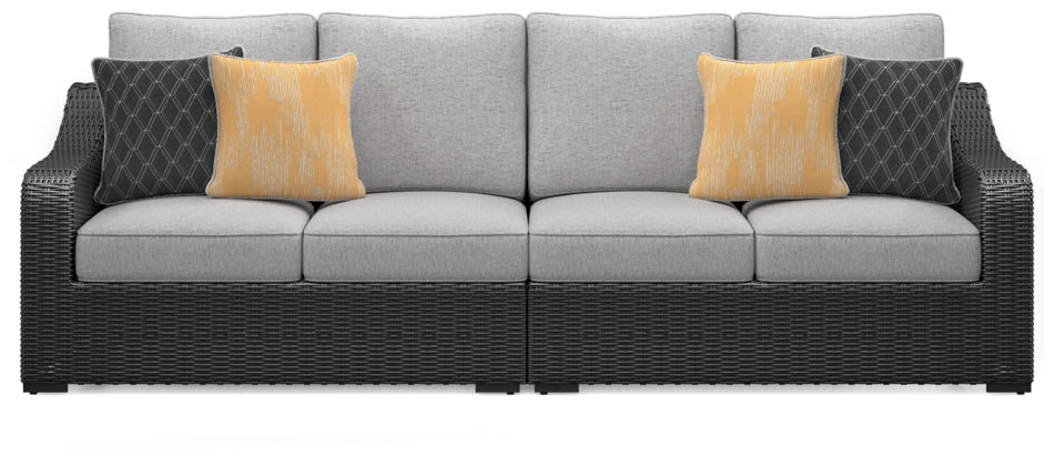 Beachcroft Black & Light Gray Modular Outdoor Sectional with Nuvella Performance Fabric