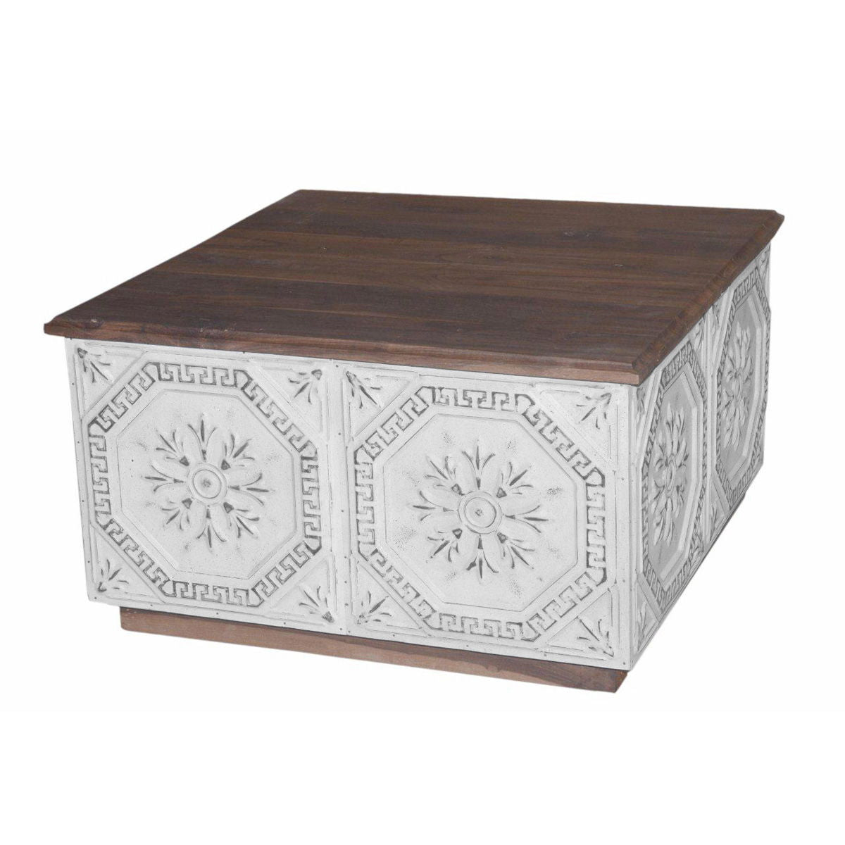 Wood Iron Coffee Table - White