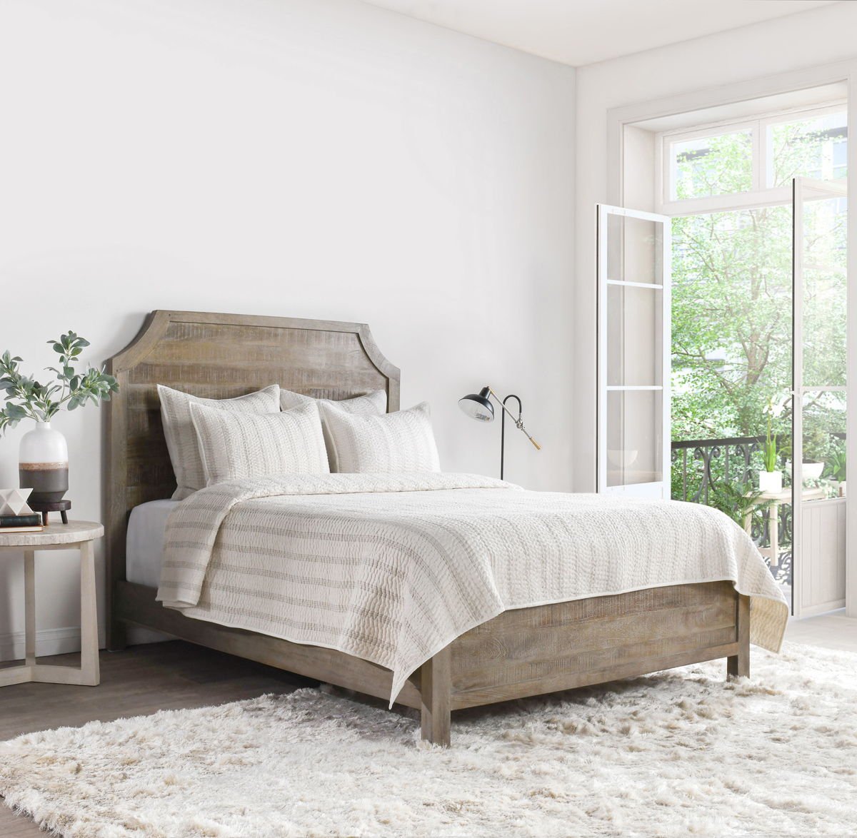 Abram - Cotton Linen Quilt Set - Select Living Furniture - Quilts & Shams - Villa - BEDQ517K - Eggshell -4 Piece Quilt Set - King - Abram - Cotton Linen Quilt Set -