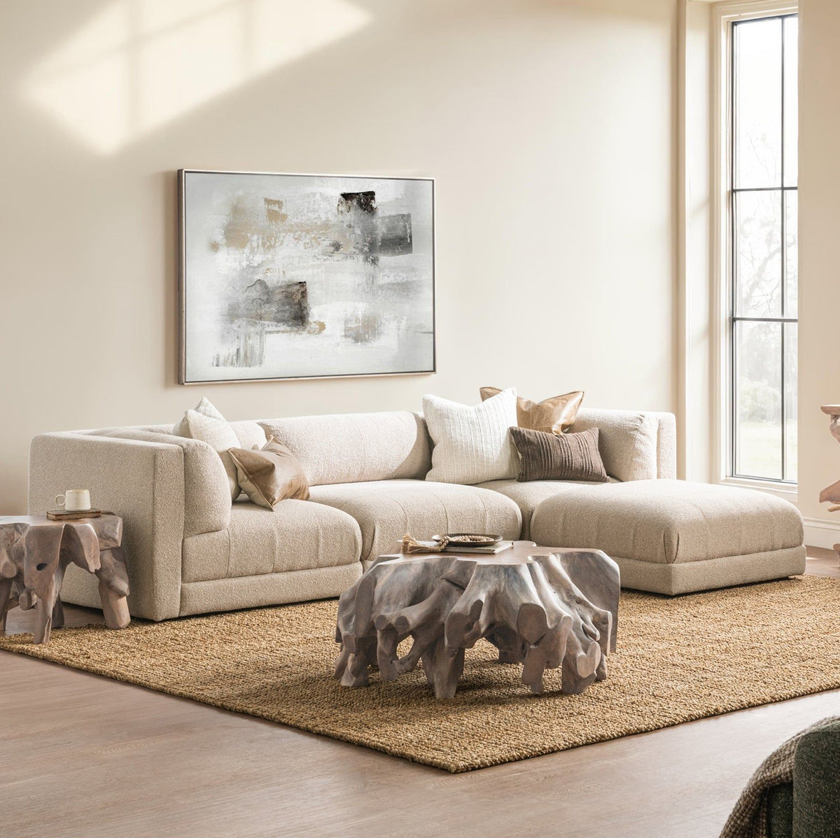 Adalynne - Upholstered Square Ottoman - Buttermilk - Select Living Furniture - Upholstered Ottomans - Classic Home - 53006364 - Adalynne - Upholstered Square Ottoman - Buttermilk -