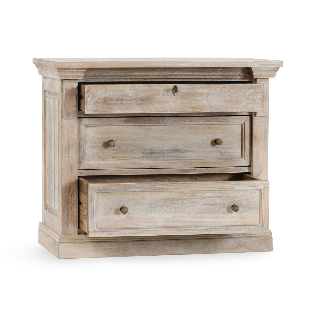 Adelaide - 3 Drawer Nightstand - Natural Cream Wash - Select Living Furniture - Accent Nightstands - Classic Home - 52010679 - Adelaide - 3 Drawer Nightstand - Natural Cream Wash -