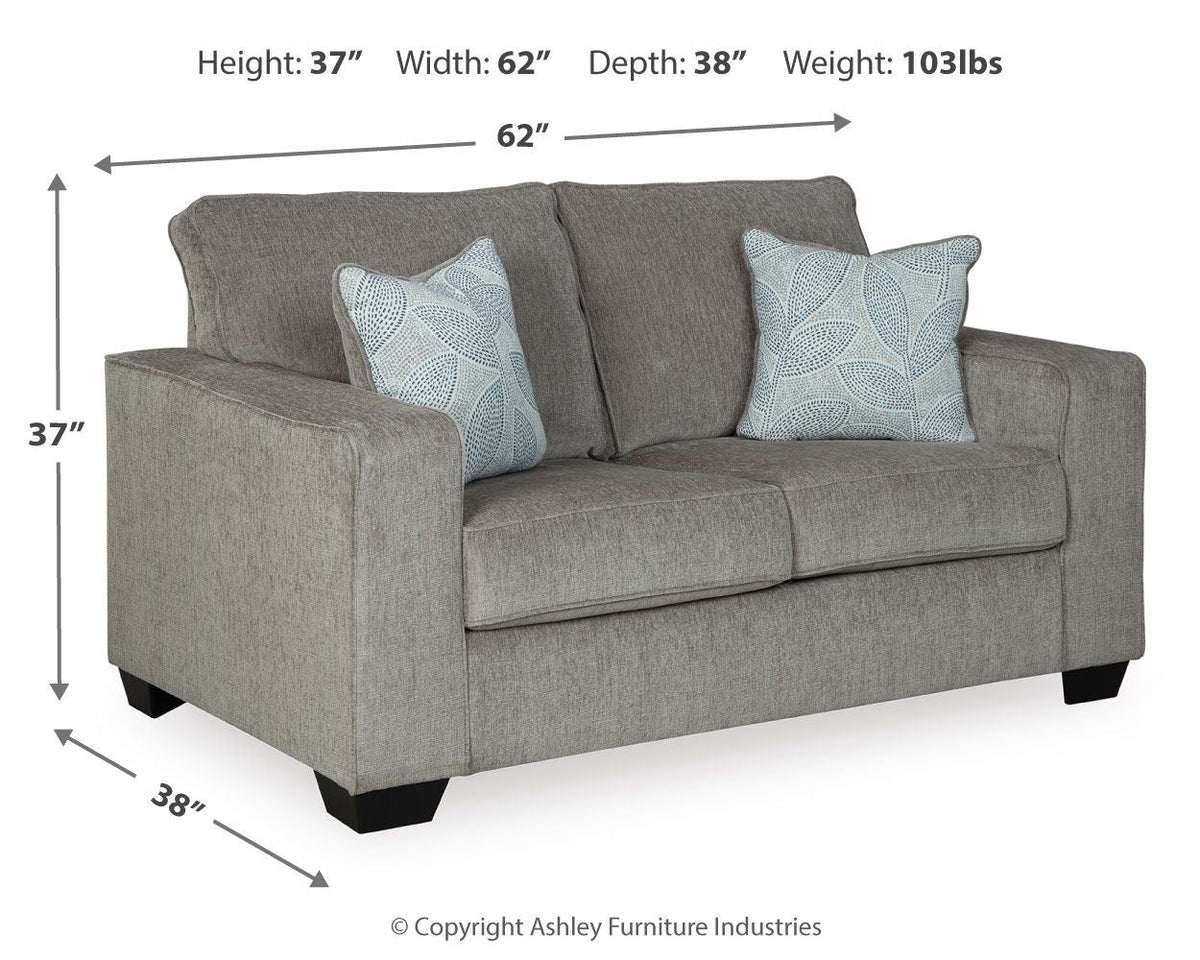 Altari - Stationary Loveseat - Select Living Furniture - Stationary Loveseats - Signature Design by Ashley® - 8721435 - Light Gray - Altari - Stationary Loveseat -