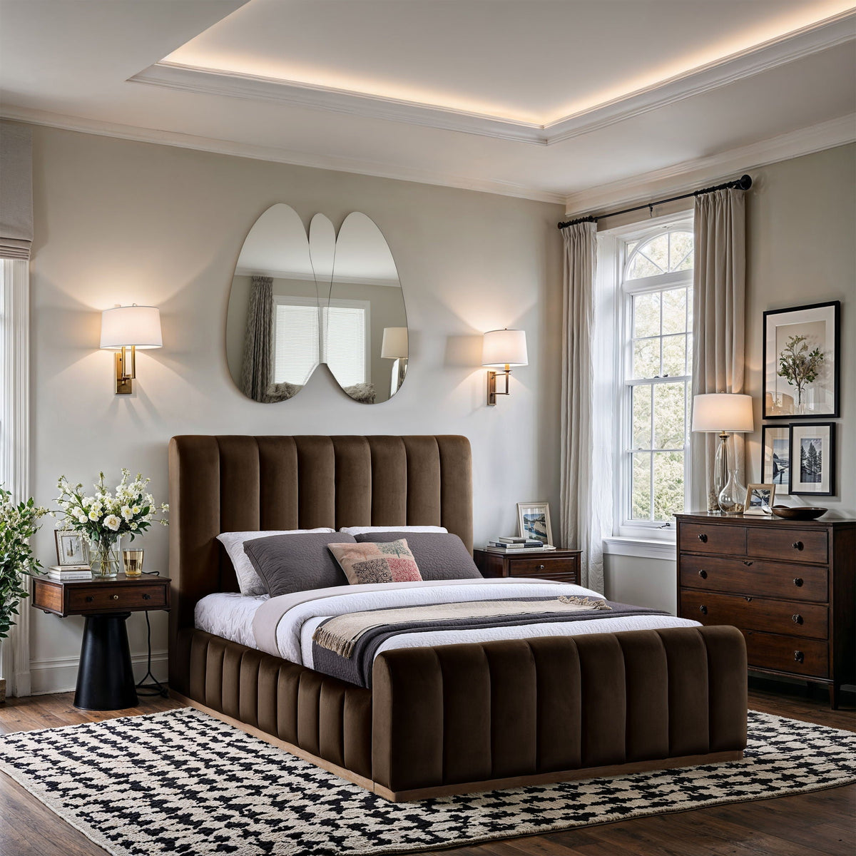 Amara - Velvet Bed - Select Living Furniture - Upholstered Beds - Meridian Furniture - AmaraBlack-Q - Black -Queen - Amara - Velvet Bed -