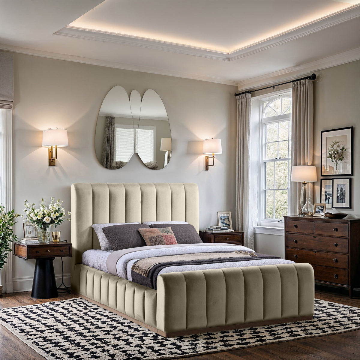 Amara - Velvet Bed - Select Living Furniture - Upholstered Beds - Meridian Furniture - AmaraBlack-Q - Black -Queen - Amara - Velvet Bed -