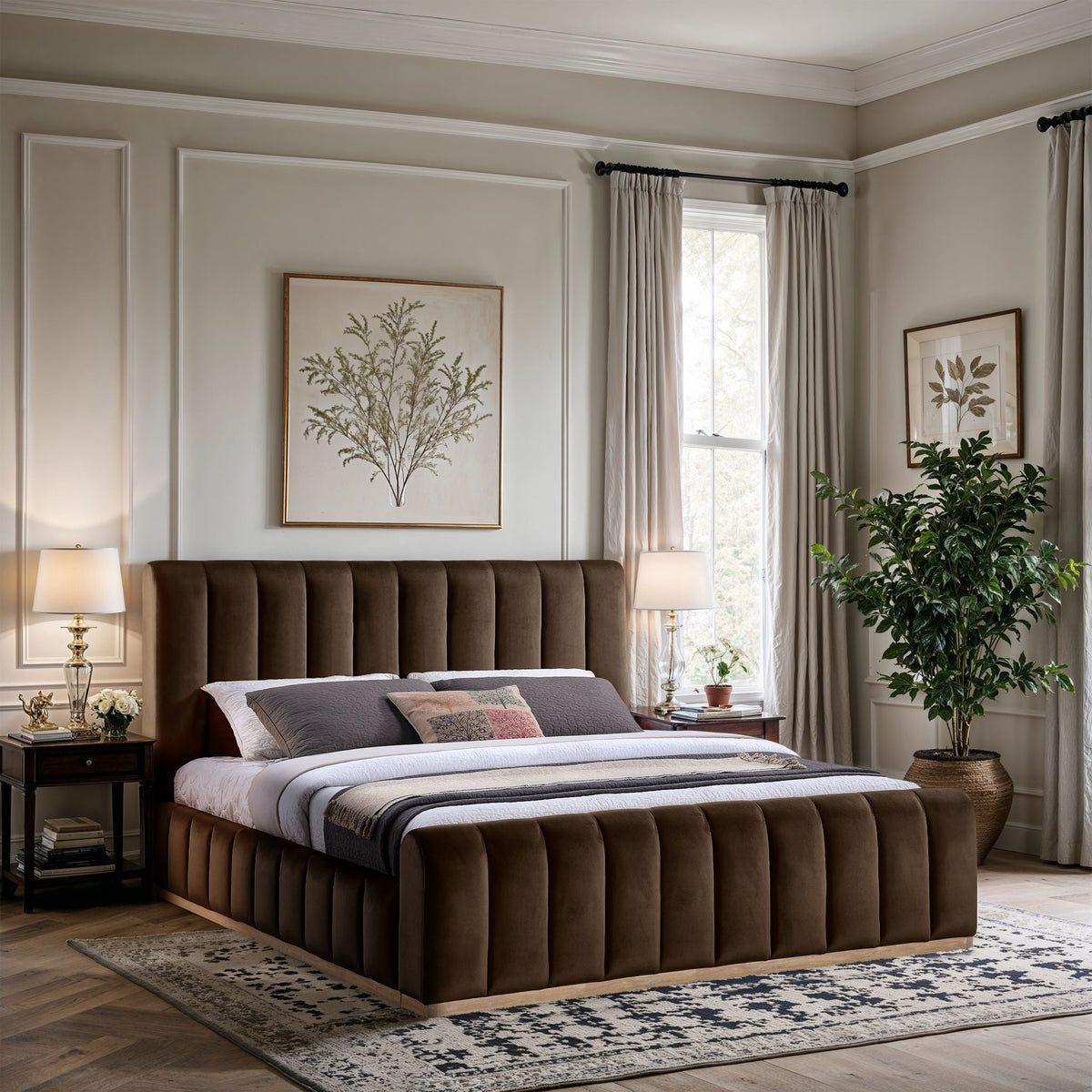 Amara - Velvet Bed - Select Living Furniture - Upholstered Beds - Meridian Furniture - AmaraBlack-Q - Black -Queen - Amara - Velvet Bed -